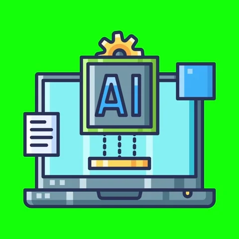 Artificial intelligence animated icons with chroma key background. Stock Footage 340044542
