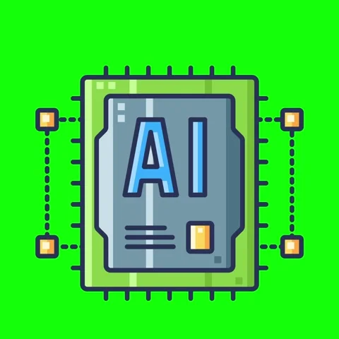 Artificial intelligence animated icons with chroma key background. Stock Footage 340044546