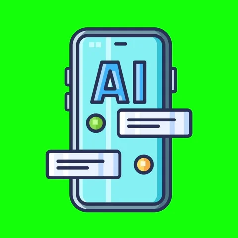 Artificial intelligence animated icons with chroma key background. Stock Footage 340044551