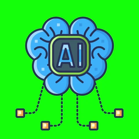 Artificial intelligence animated icons with chroma key background. Stock Footage 340044558