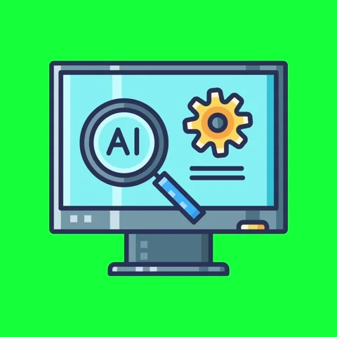 Artificial intelligence animated icons with chroma key background. Stock Footage 340044562