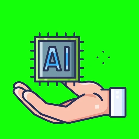 Artificial intelligence animated icons with chroma key background. Stock Footage 340044583