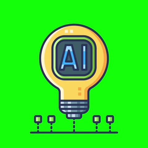 Artificial intelligence animated icons with chroma key background. Stock Footage 340044589