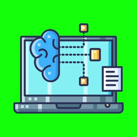 Artificial intelligence animated icons with chroma key background. Stock Footage 340044594