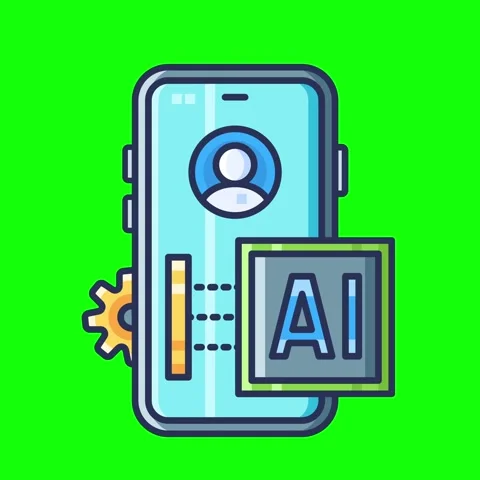 Artificial intelligence animated icons with chroma key background. Stock Footage 340044603