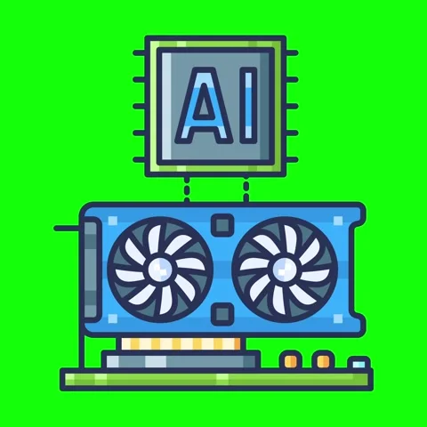 Artificial intelligence animated icons with chroma key background. Stock Footage 340044612