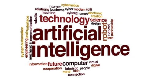 Artificial intelligence animated word cloud, text design animation. Stock Footage 72668140