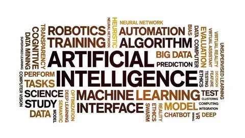 Artificial intelligence animated word cloud,animation kinetic typography loop. Stock Footage 308367259