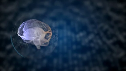 Artificial intelligence animation. Digital brain in circuit board design glowing Stock Footage 125959490