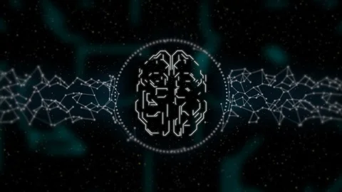 Artificial intelligence animation. Digital brain in circuit board design glowing Stock Footage 125960638