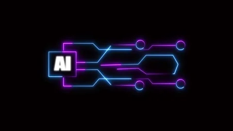 Artificial intelligence animation with neon circuitry. Artificial intellige.. Stock Footage 337131490