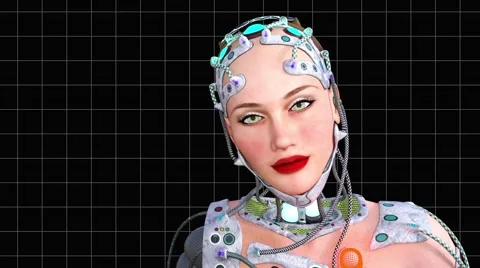 Artificial intelligence, animation, tehno woman,girl robot Stock Footage 57681900