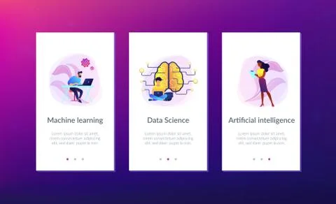 Artificial intelligence app interface template. Illustrazione stock