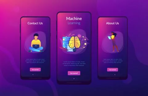 Artificial intelligence app interface template. Illustrazione stock