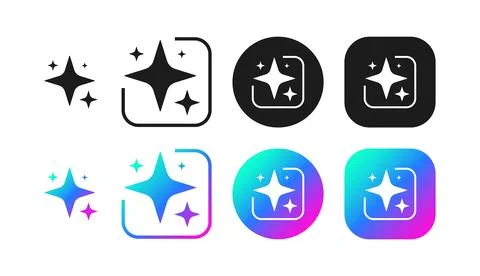 Artificial intelligence application logo ai stars colorful icon set vector イラスト素材