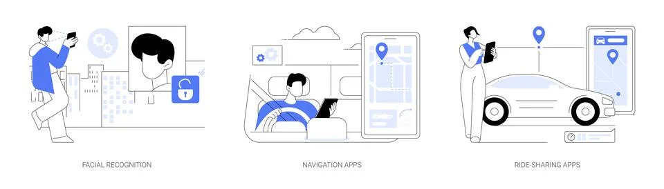 Artificial Intelligence applications abstract concept vector illustrations. Illustrazione stock