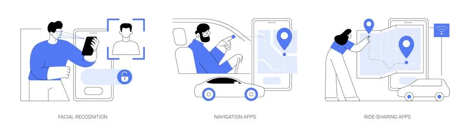 Artificial Intelligence applications isolated cartoon vector illustrations se 스톡 일러스트