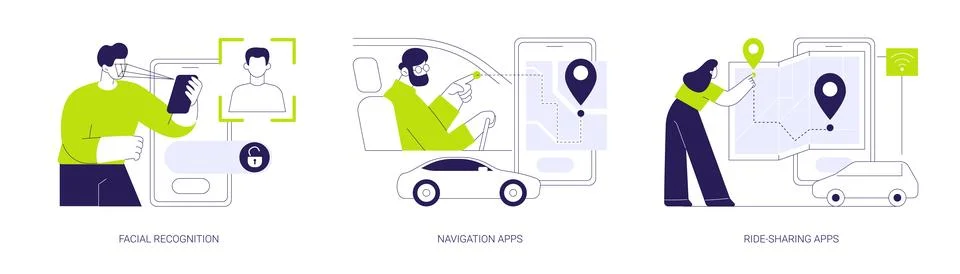 Artificial Intelligence applications isolated cartoon vector illustrations se Stock Illustration