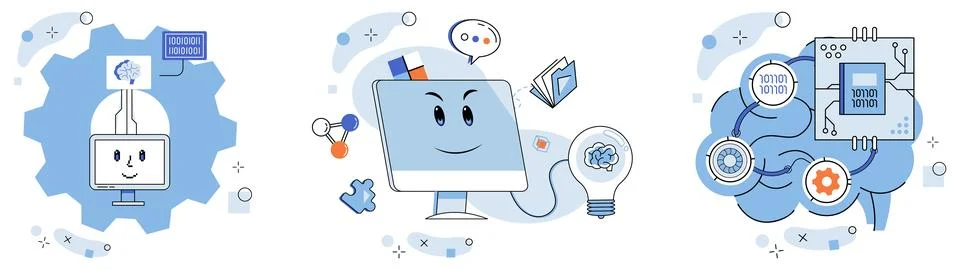 Artificial intelligence. Artificial intelligence, virtuoso technology Stock Illustration