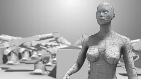 Artificial Intelligence on assembly production line manufacturing Stockillustratie