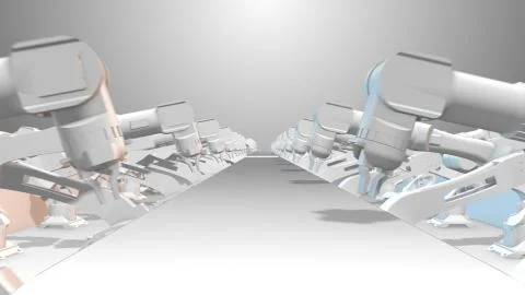 Artificial Intelligence on assembly production line manufacturing 스톡 일러스트