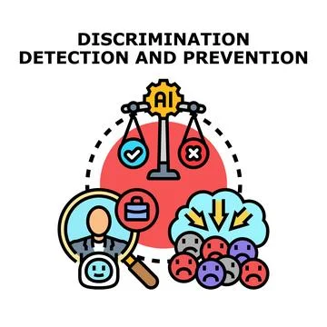 Artificial intelligence assessing discrimination and promoting fairness Stock Illustration