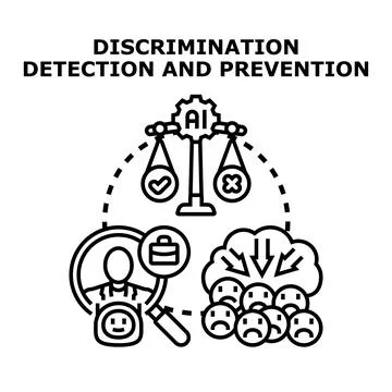 Artificial intelligence assessing discrimination and promoting fairness Stock Illustration