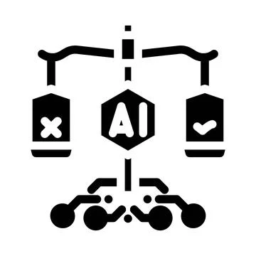 Artificial intelligence assessing justice ethical decision making Stock Illustration