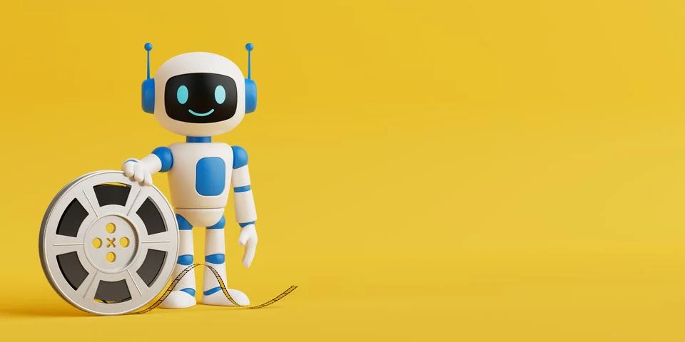 Artificial Intelligence Assistance Concept. Friendly AI Robot Standing With.. Stock Illustration