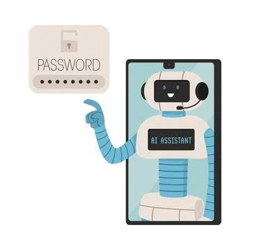 Artificial intelligence assistant and chat bot service vector concept, AI Illustrazione stock