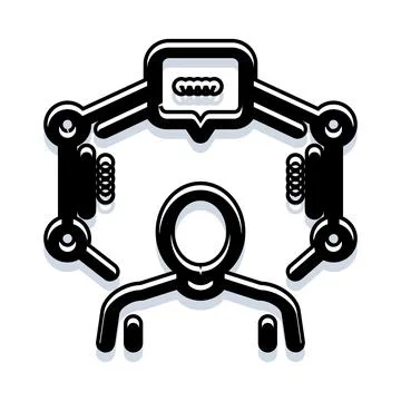 Artificial intelligence assistant interacting with human user Stock Illustration