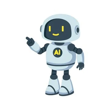 Artificial intelligence assistant robot finger point Ilustração Stock