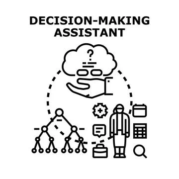 Artificial intelligence assistant supporting various decision making processe Stock Illustration