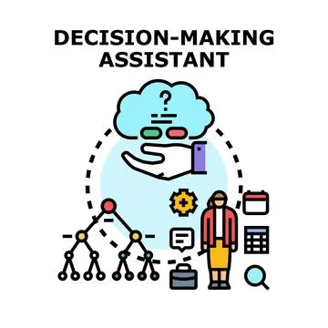 Artificial intelligence assistant supporting various decision making processe Stock Illustration