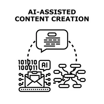 Artificial intelligence assisting content creation vector concept Stock Illustration