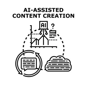 Artificial intelligence assisting content generation process development Stock Illustration