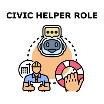 Artificial intelligence assisting human civic helpers 스톡 일러스트