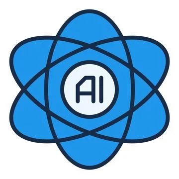 Artificial Intelligence Atom Molecule vector AI colored icon or design elemen Stock Illustration