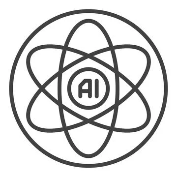 Artificial Intelligence Atom vector AI Molecule outline round icon or symbol Stock Illustration