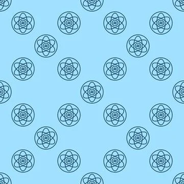 Artificial Intelligence Atom vector AI Molecule outline round seamless patter Stock Illustration