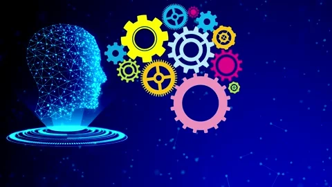 Artificial intelligence, augment reality, brain wheel, ideas, gears Vídeo Stock 144857388