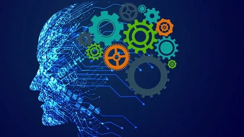 Artificial intelligence, augment reality, brain wheel, ideas, gears Vídeo Stock 144857389