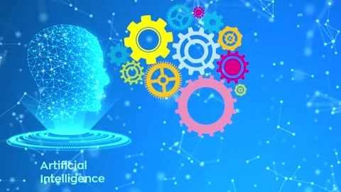 Artificial intelligence, augment reality, brain wheel, ideas, gears Vídeo Stock 144857395
