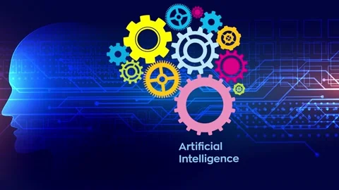 Artificial intelligence, augment reality, brain wheel, ideas, gears Vídeo Stock 144857399