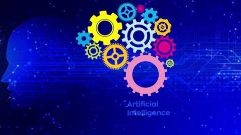 Artificial intelligence, augment reality, brain wheel, ideas, gears Vídeo Stock 144857401