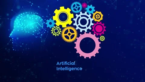 Artificial intelligence, augment reality, brain wheel, ideas, gears Vídeo Stock 144857411