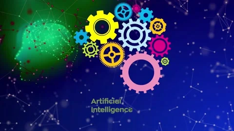 Artificial intelligence, augment reality, brain wheel, ideas, gears Vídeo Stock 144857412
