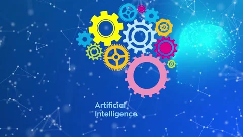Artificial intelligence, augment reality, brain wheel, ideas, gears Vídeo Stock 144857414