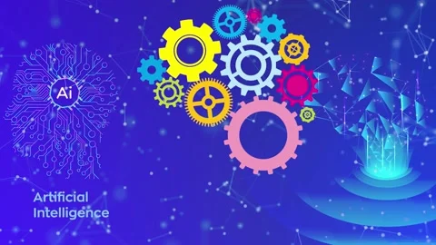 Artificial intelligence, augment reality, brain wheel, ideas, gears Vídeo Stock 144857416