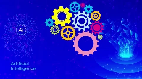 Artificial intelligence, augment reality, brain wheel, ideas, gears Vídeo Stock 144857417